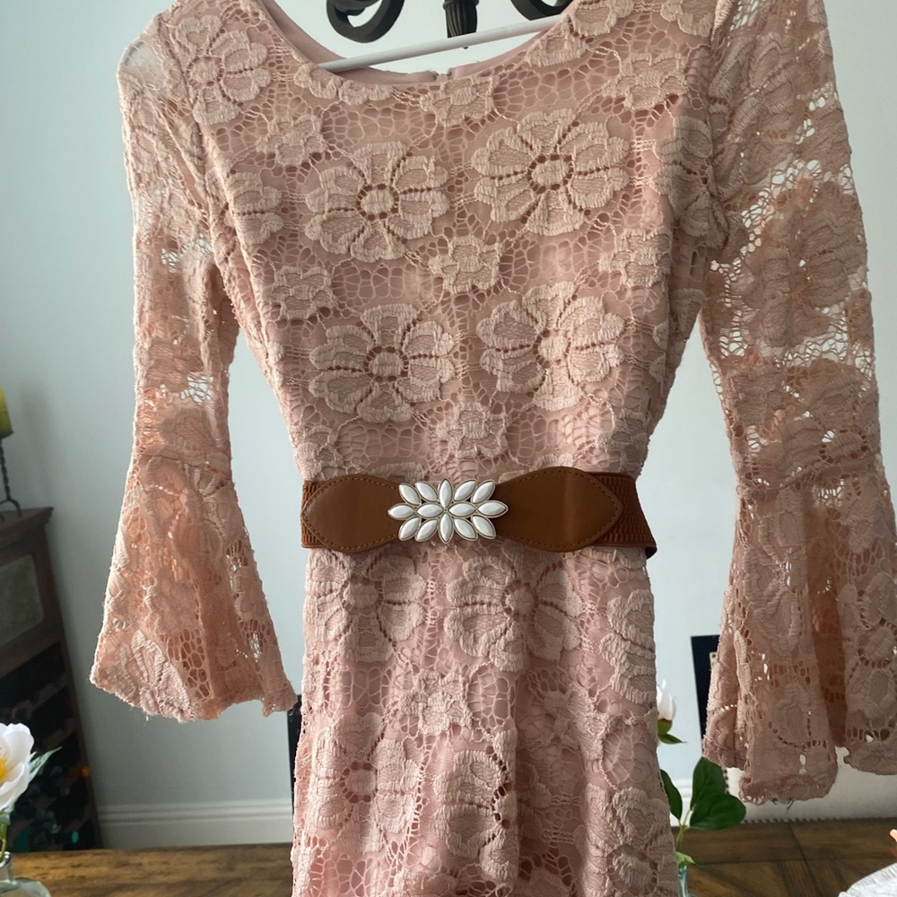 Girls soft pink lace Bye and Bye Girl dress 12